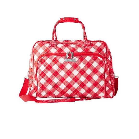 Pioneer Woman Quilted Weekender Travel Bag Red Gingham Charming Check Plaid New - Picture 13 of 13